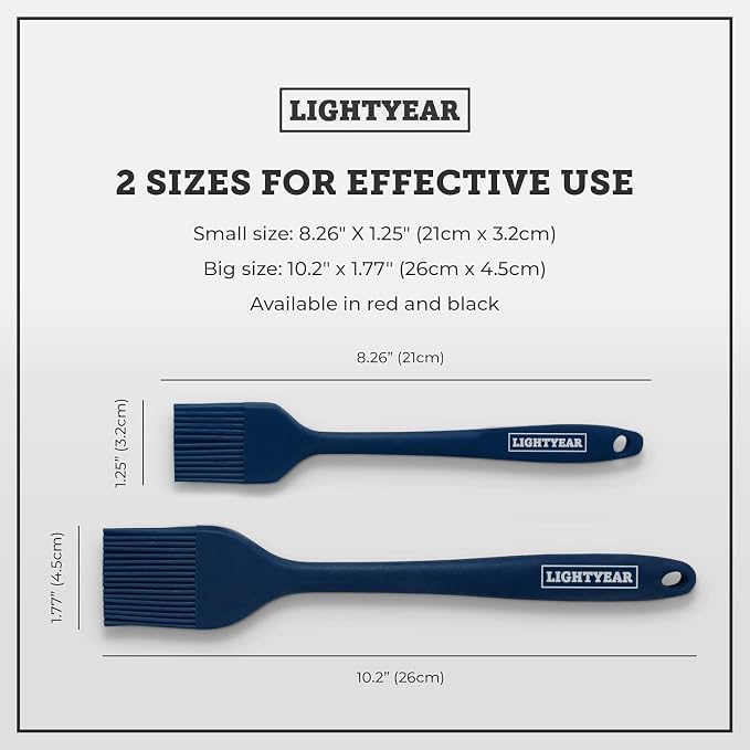 Lightyear Silicone Basting Pastry Brush Set 450°F Heat Resistant Oil Brush - Image 2