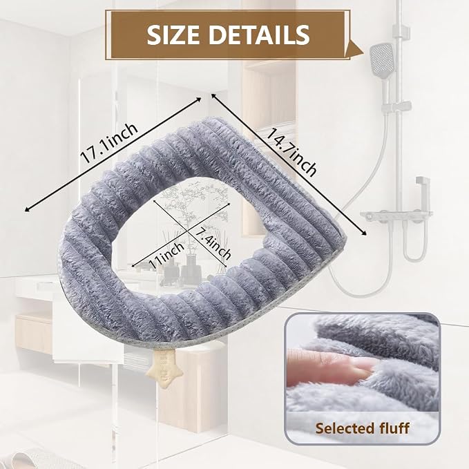 Toilet Seat Warmer Cover, Bathroom Soft Thicker Warmer - Image 2