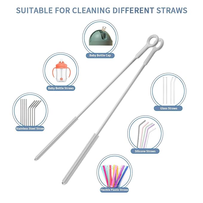 Reusable Silicone Straw Cleaner Brush Set, Flexible&Bendable Design, Dishwasher - Image 7