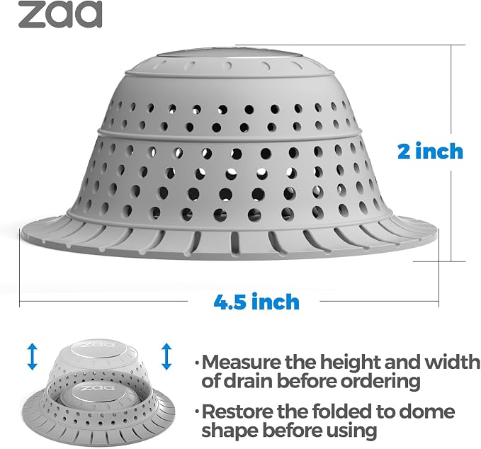 zaa Bathtub Drain Hair Catcher, Silicone Collapsible 3 Pack Drain Protector - Image 6