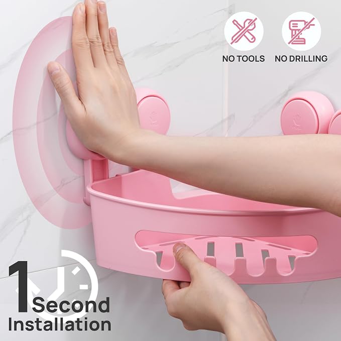 LEVERLOC Corner Shower Caddy Suction Cup, shower shelves suction cup, 2 Pack - Image 2