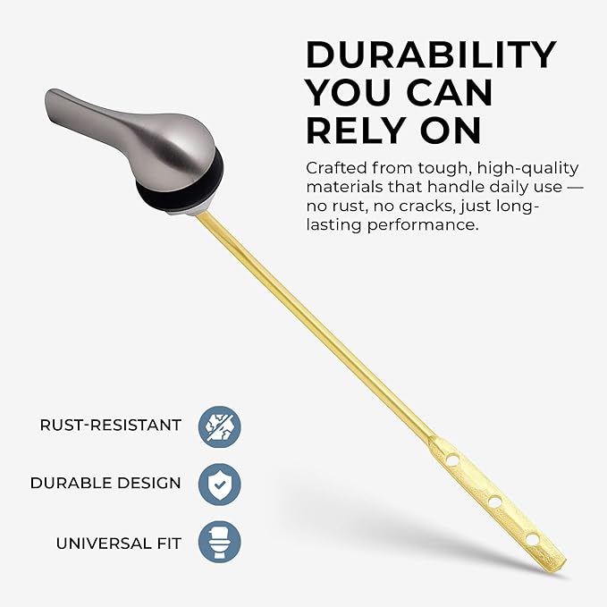 Brushed Nickel Toilet Tank Flush Lever Handle, Universal Front Mount - Image 3