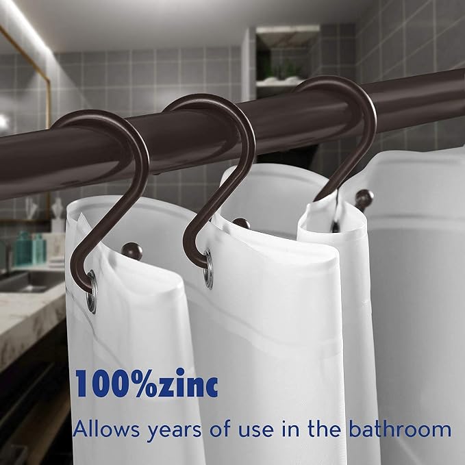 Metal Shower Curtain Hooks，Set of 12 Rings，Rust Resistant S Shaped Hooks Hangers - Image 2