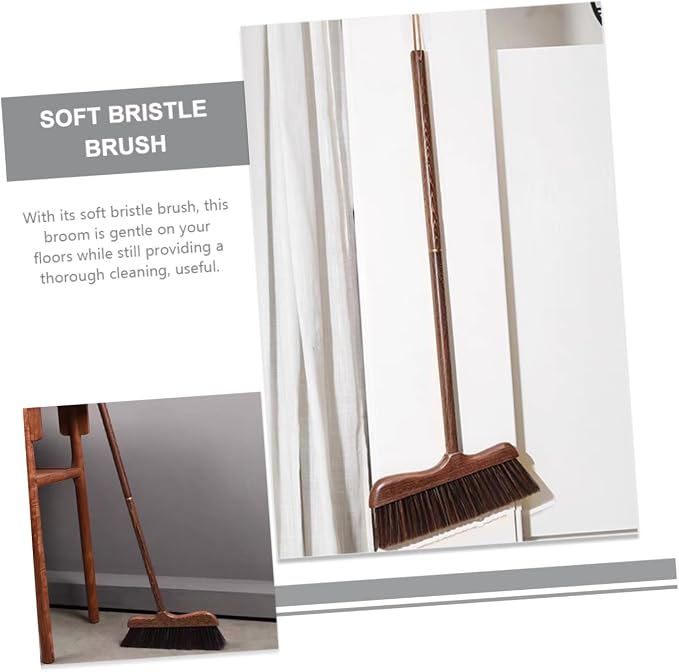 Wooden Outdoor Broom with Soft Bristles Long Handle Garden Scrub Broom - Image 7