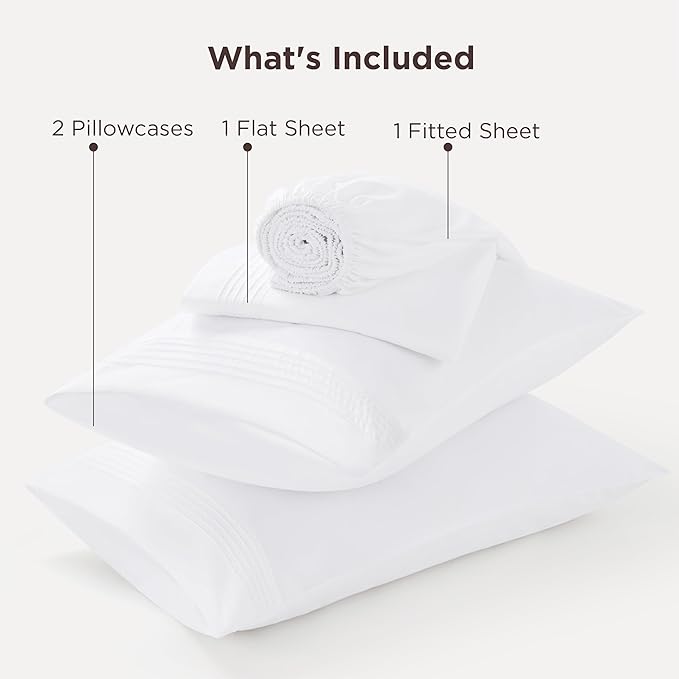 Bedsure Deep Pocket King Sheet Set - Fits Mattresses Up to 21 Inches Thick - 4 Piece GentleSoft Bed Sheets, Moisture Wicking, Soft & Cooling Bedsheet & Pillowcases, Easy & Secure Fit, White