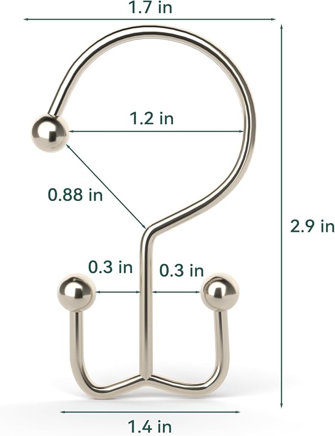 Goowin Shower Curtain Hooks, Durable Shower Curtain Rings Rust Proof, Double - Image 4