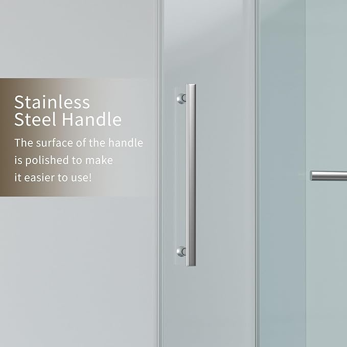 56-60" W x 76" H Frameless Shower Door, Sliding Shower Door - Image 3