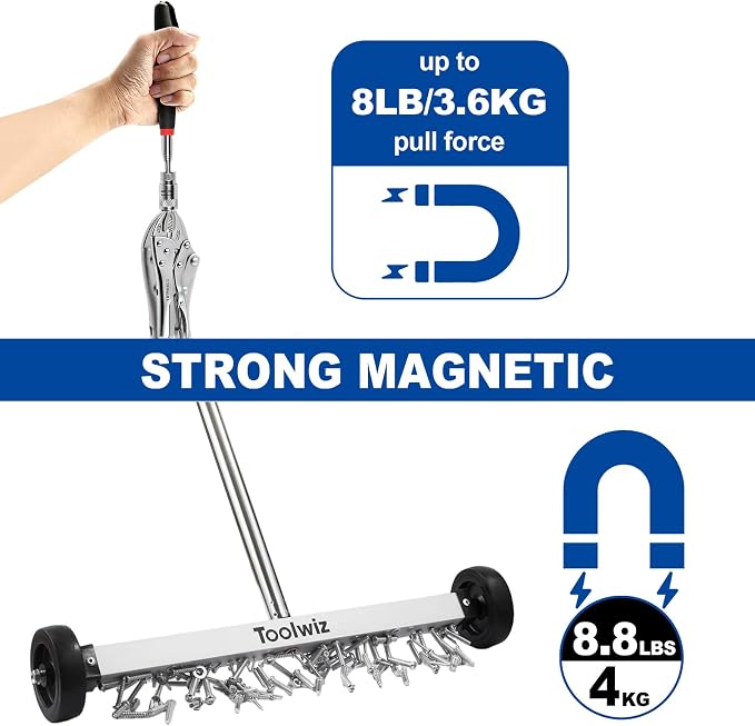 Toolwiz 17" Rolling Magnetic Sweeper 10lbs, - Image 4