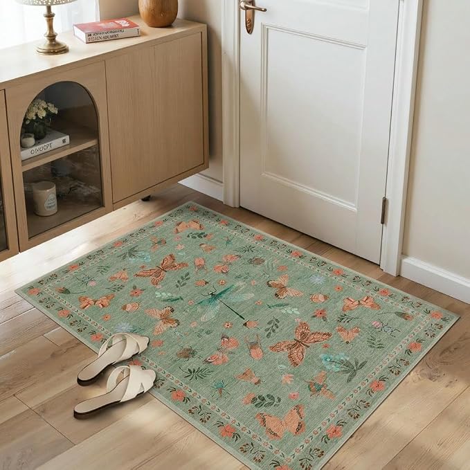 2x3 Washable Rug, Small Door Mat Floral Entryway Rug, Boho Front Door Mat - Image 3