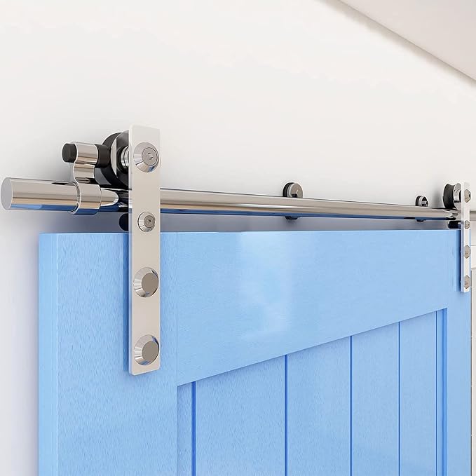 CCJH 5FT Stainless Sliding Barn Door Hardware Kit Heavy Duty by CCJH