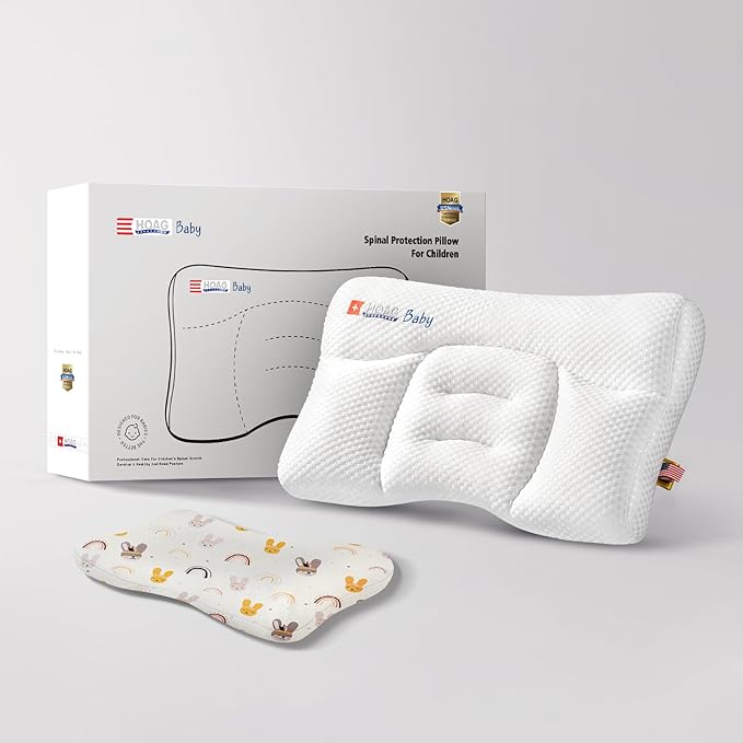 Toddler Pillow with Pillowcase, Breathable & Cozy Machine Washable Kids Pillow with Pillowcase, 21.6x13.8 Ergonomic Children Pillow for Boys and Girls Aged 3-8 (Rabbit, Height 2)