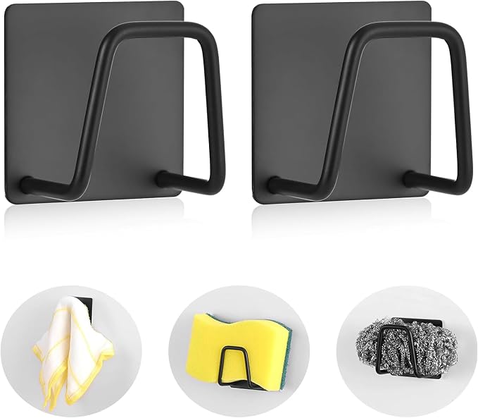 Adhesive Sponge Holder for Kitchen Sink, SUS304 Stainless Steel Scrubber Hanger by Luckyiren