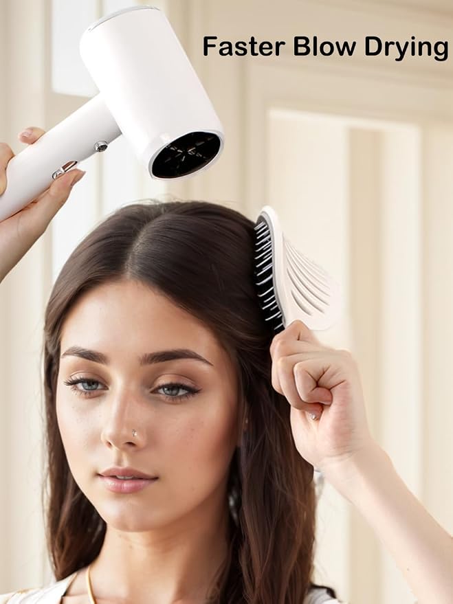 Self Cleaning Hair Brush, Easy Clean Detangling Brush, Curved Vented Detangler - Image 3