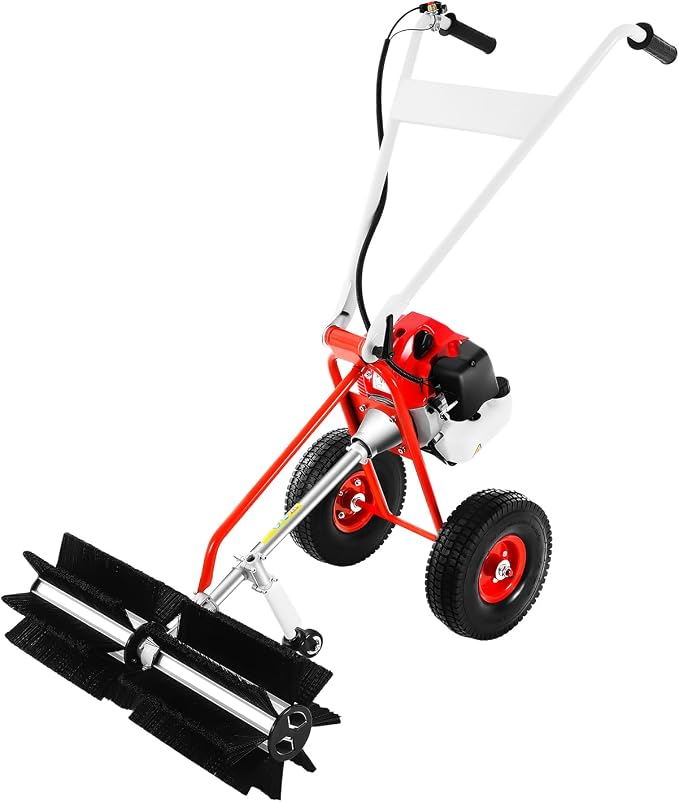43CC 2 Stroke Gasoline Powered Broom Sweeper, 1.25kw/1.7hp Driveway Lawn Grass by MUSESPANI