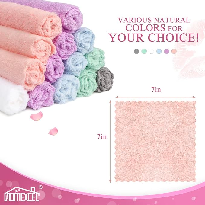 HOMEXCEL Premium Makeup Remover Cloth 24 Pack, Reusable Super Soft 7 x 7 Inch - Image 7