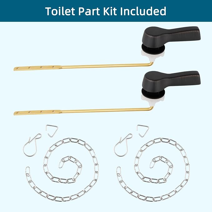 Hygie Rinse 2PCS Metal Toilet Handle Lever Flush Replacement, Universal Front - Image 2