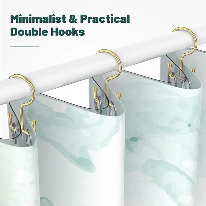 Goowin Shower Curtain Hooks, Shower Curtain Rings, Durable Gold Shower Curtain - Image 6