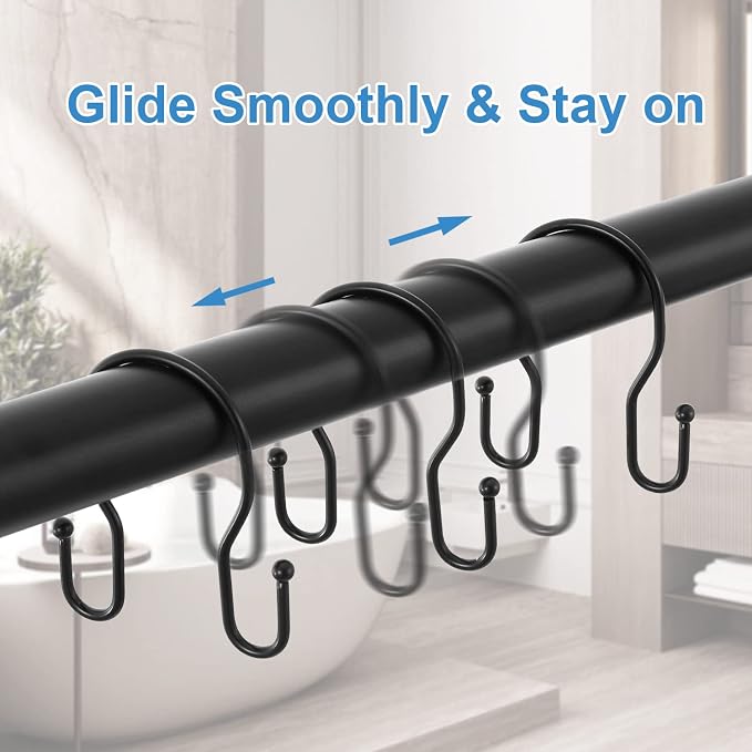 24 Pack Double Shower Curtain Hooks Rings, TENOVEL Double Sided Shower Curtain - Image 5