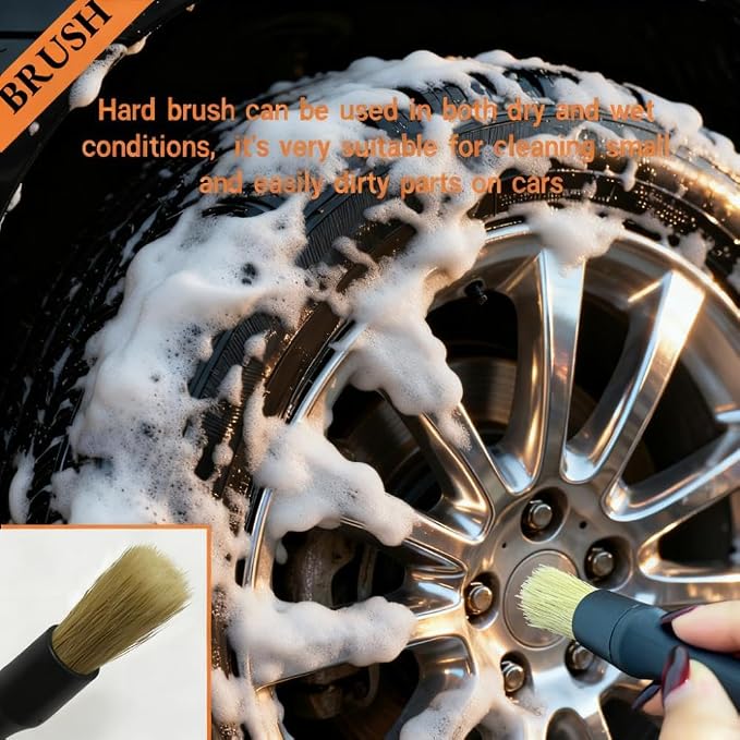 8 PCS Car Detailing Brush Set, Car Interior and Exterior Soft Bristle Cleaning - Image 7