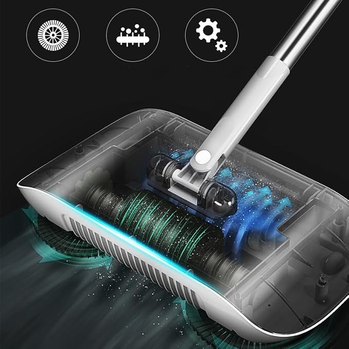 2 in 1 Carpet Sweeper Cleaner, Vacuum Broom Powerful Manual Vacuum Cleaner Hand - Image 6
