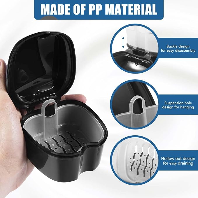 Black Denture Bath Case Cup Box Holder Storage Container - Image 3