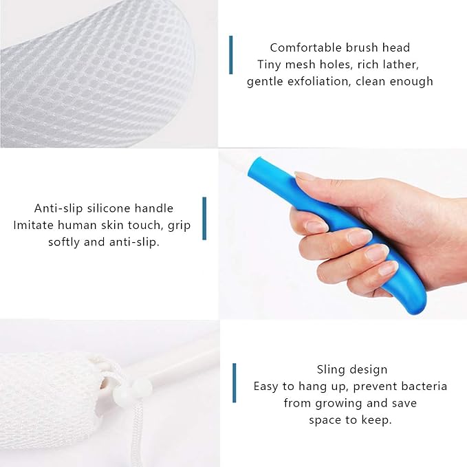 MagiDeal Vinyl Quote Me Long Anti-Slip Curve Handled Bath Body Brush, Easy Reach - Image 4