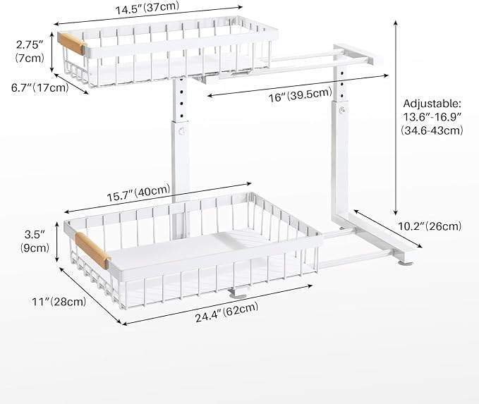 PXRACK Under Sink Organizer, 1 Pack, 2 Tier Metal Slide out Sink Shelf Pull out - Image 7