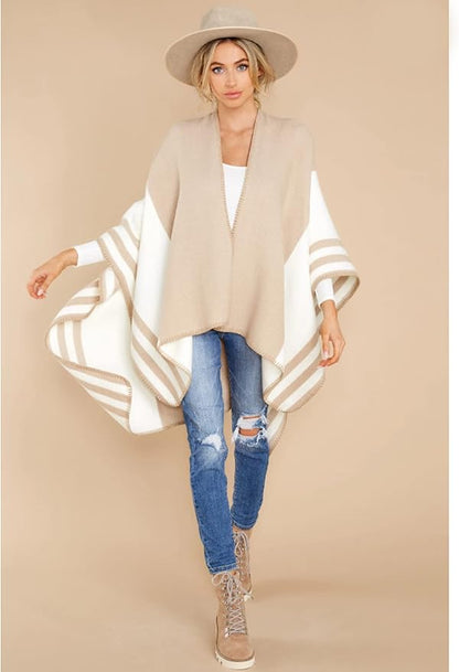 Moss Rose Women's Travel Plaid Shawl Wrap Open Front Poncho Cape for Fall Winter