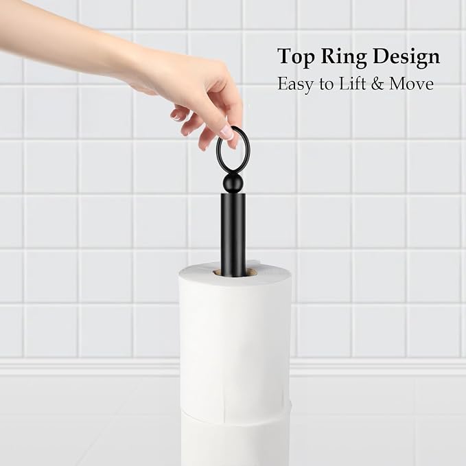 Toilet Paper Holder Stand with Reserve Function, Free Standing Toilet Paper - Image 2