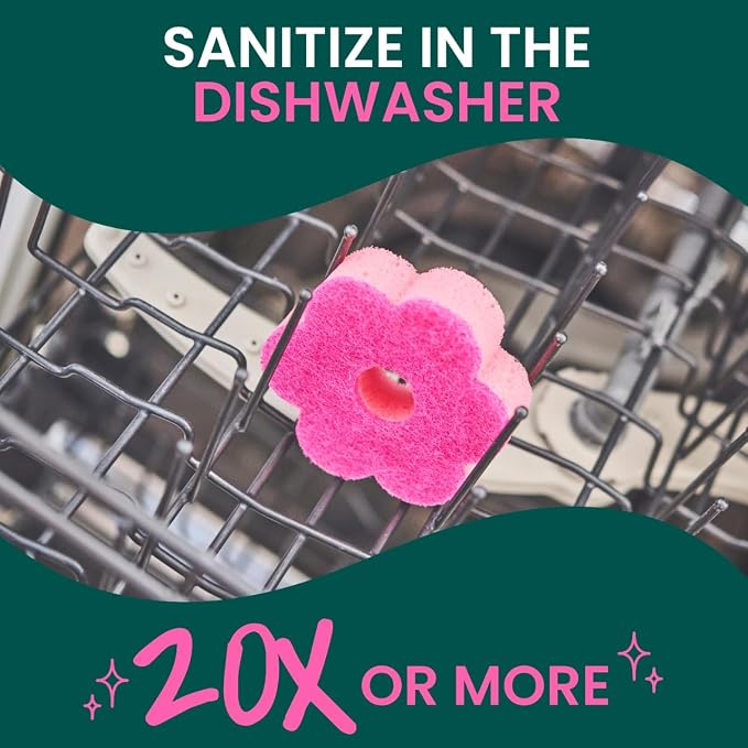 Scotch-Brite Brite Blooms Extra Gentle Scrub Sponge, Dishwasher-Safe Kitchen - Image 6