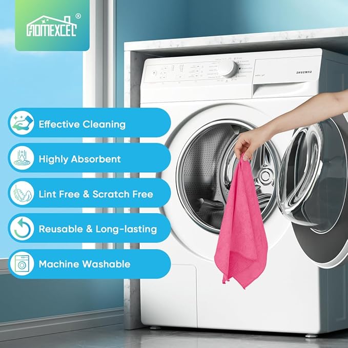 HOMEXCEL Pink Microfiber Cleaning Cloth, 24 Pack Cleaning Towels - Image 7