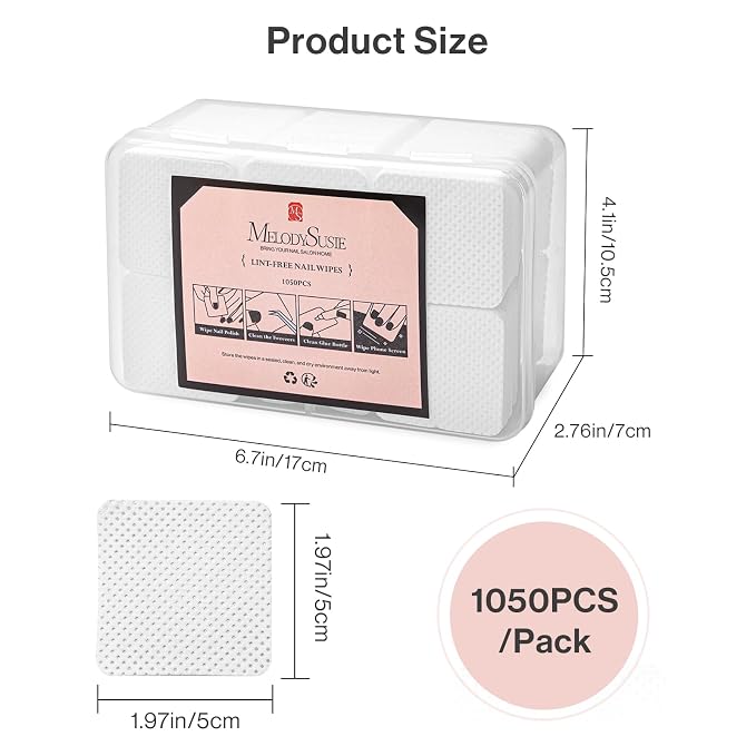 MelodySusie 1050Pcs Lint Free Nail Wipes Super Absorbent Soft Non-Woven - Image 6