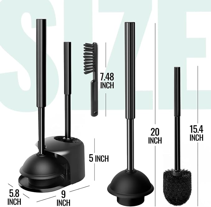 3PACK 4 in 1 Toilet Brush and Plunger Set - Image 2