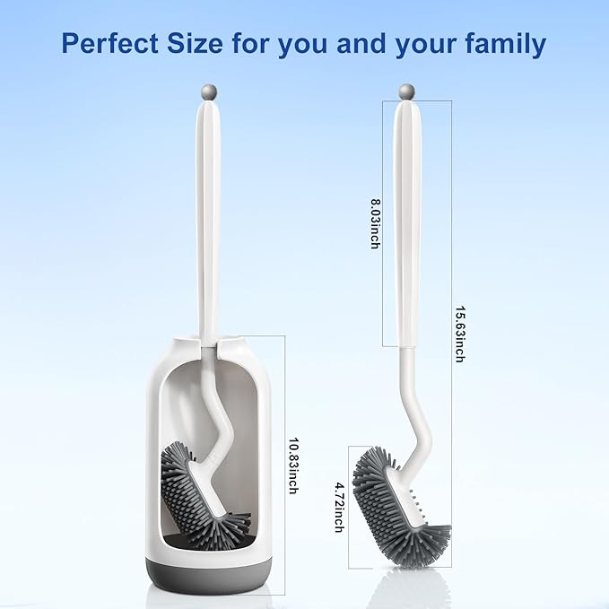 HAMITOR Toilet Bowl Brush Holder Set: 2Pack Deep Cleaning Silicone Toilet - Image 9