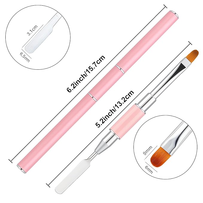 2Pcs Dual-Ended Nail Art Brush and Spatula Set - Image 4