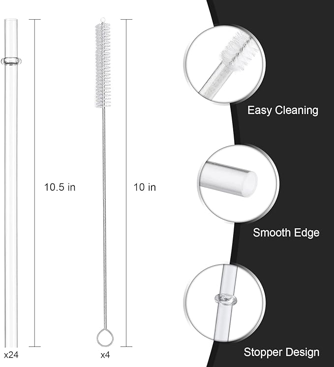 24 Pack, HIGHLY Transparent Reusable Plastic Straws - Image 3