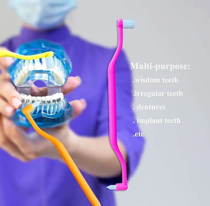 FRUTA Orthodontic Toothbrush 4pcs Tiny Tuft Toothbrush Two in One Double Head - Image 4
