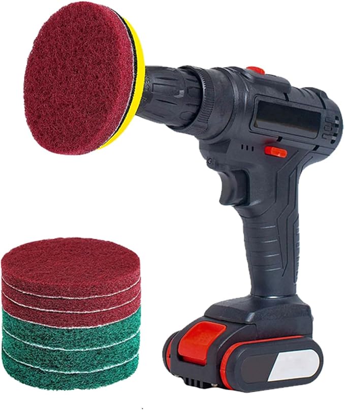 4 Inch Drill Powered Brush Tile Scrubber Scouring Pads, 6 Scrubbing Pads - Image 7