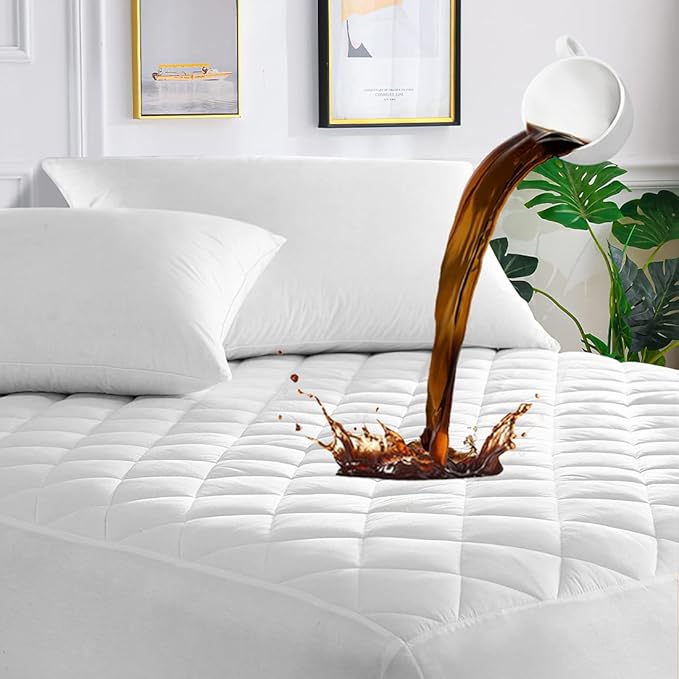 UNILIBRA Cal King Mattress Cover Waterproof, Deep Pocket Mattress Pad Protector Fits to 6''-21'', Breathable Hollow Cotton Filling Quilted Mattress Protector for California King Size