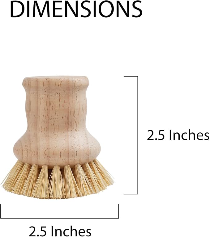 HIC Kitchen Natural Bristle Dish Pan Scrub Brush, Non-Scratch Natural Tampico - Image 5