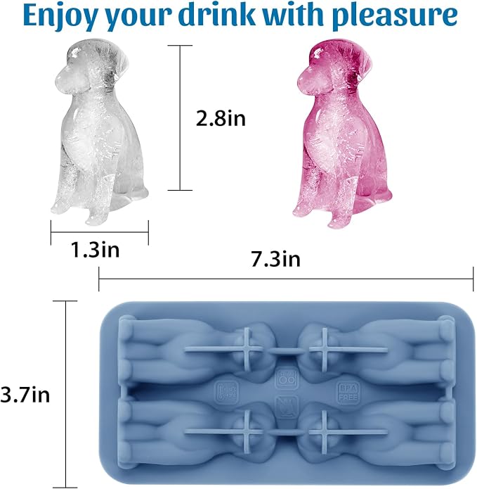 Silicone Ice Cube Tray, Juice and Bourbon, 4 Big Cute Animal Ice Trays - Image 5