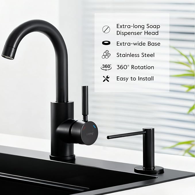 GAPPO Soap Dispenser for Kitchen Sink, Built in Sink Soap Dispenser, Matte - Image 4