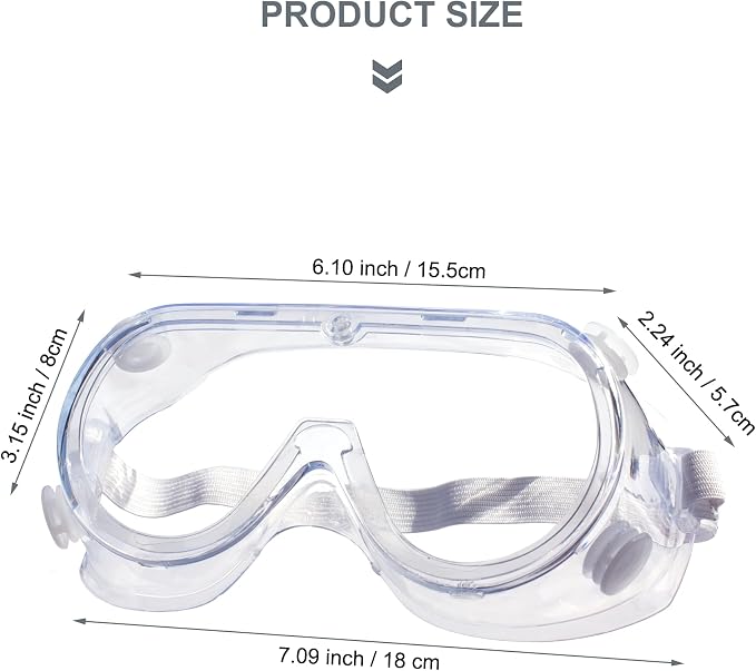 3 Pack Safety Goggles Protective Adjustable Goggles Over Glasses Splash Eye - Image 2