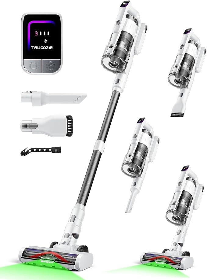Cordless Vacuum Cleaner for Home, Upgraded 60Kpa Powerful Suction Pet Hair by TrucozieHome