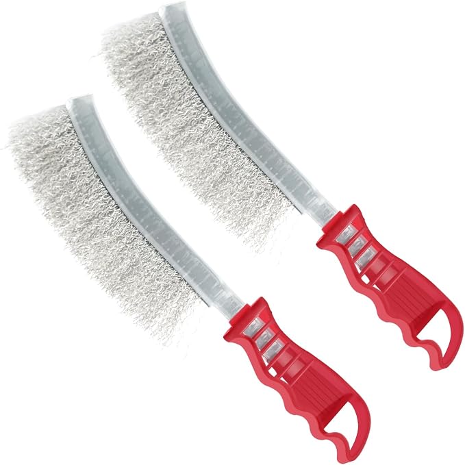 Wire Brush Scraper Heavy-Duty Steel Cleaning Tool 11-inch Long Handle - Image 6