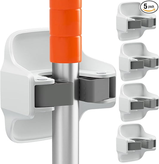 reliahom 5 Pack Broom Holder Wall Mount Mop Grippers No Drilling Self Adhesive by reliahom