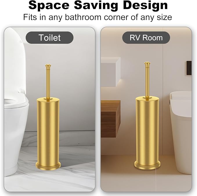 Brass Toilet Brush and Holder，Long Handled Gold Toilet Brush - Image 7
