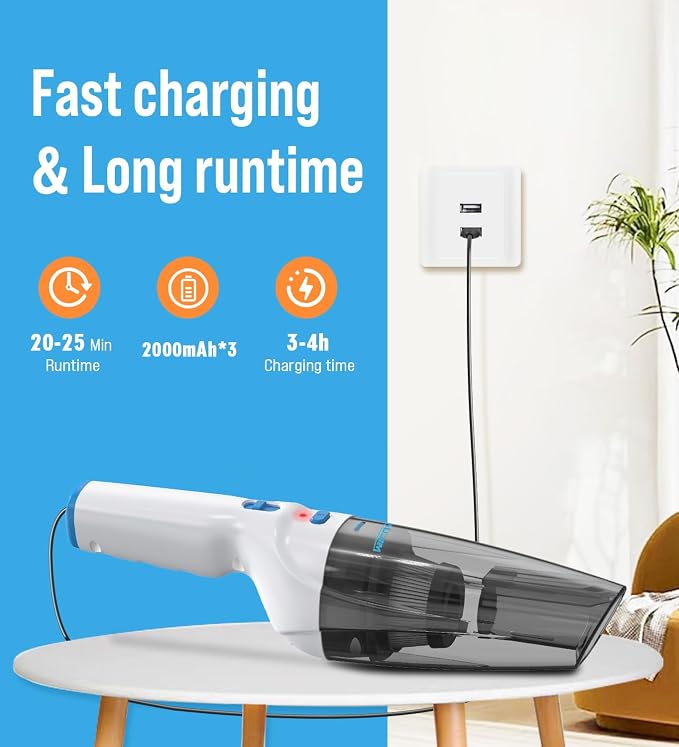 Powerful Handheld Vacuum Cordless, 9500PA Rechargeable Car Vacuum Portable - Image 5