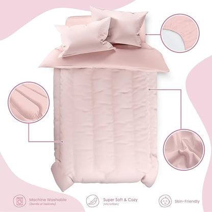 SANDJEST Pink Duvet Cover Sets Twin Size for Kids Girls, Include 1 Polyester Comforter Cover 68x86 Inches and 1 Pillowcase 20x26 Inches, Comforter Not Included, Gift for Christmas Birthday