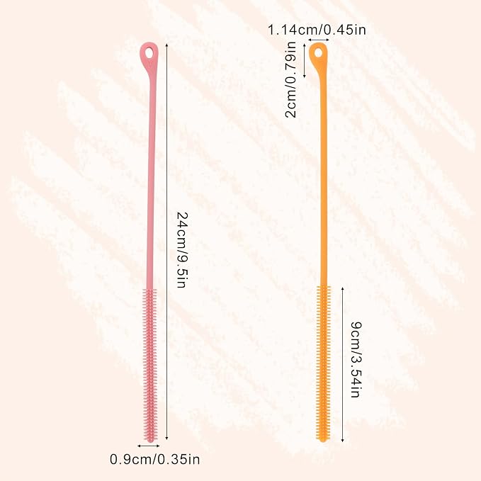 2pcs Silicone Straw Cleaner Brush, 9.44in Extra Long Reusable Straw Brush - Image 2